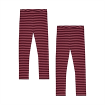 BIRKHOLM 2-Pak Stribede Rib Leggings Blomme Lilla & Rabarber Rosa